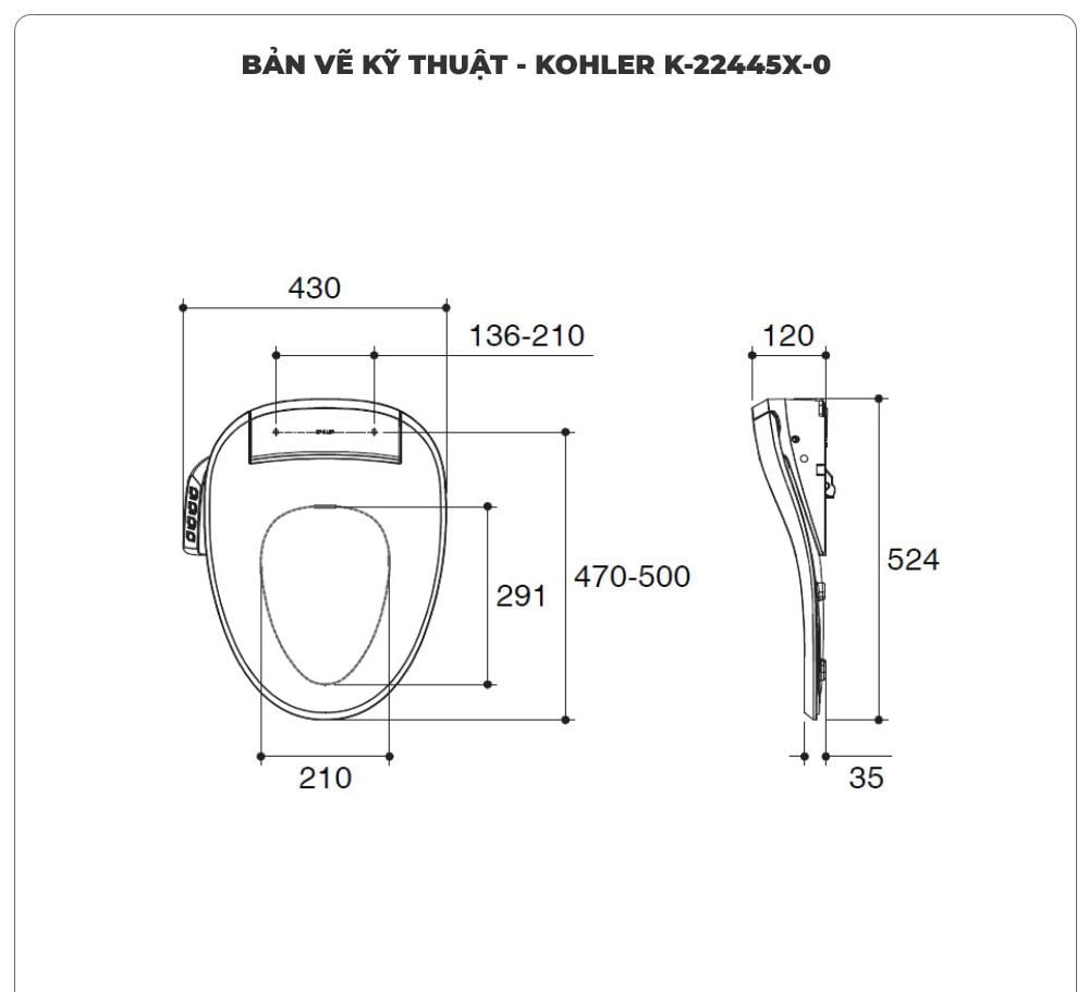 Nắp bồn cầu thông minh KOHLER K-22445X-0 (C3-430)