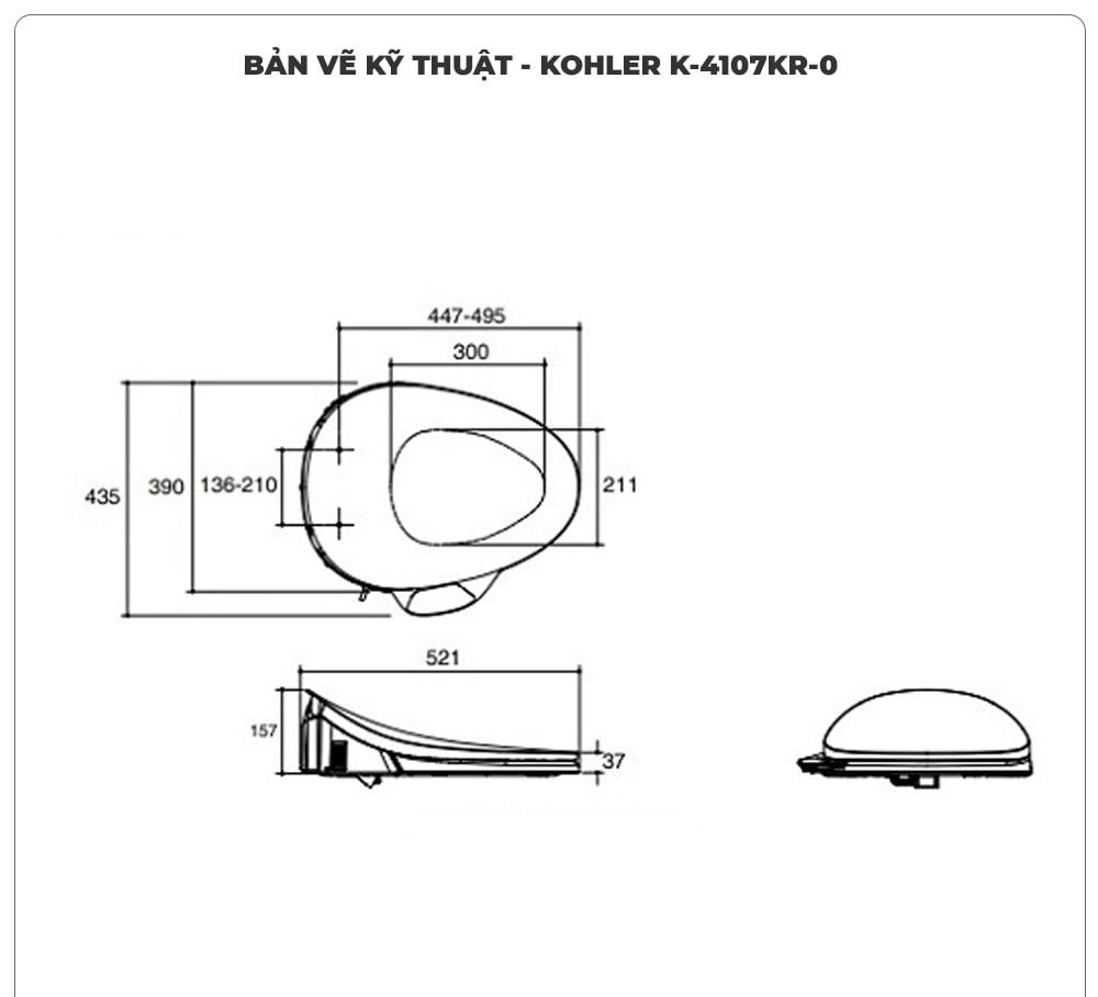 Nắp bồn cầu thông minh KOHLER K-4107KR-0 (C3-130)