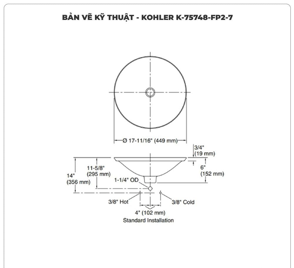 Lavabo đặt bàn KOHLER IVY KARAT K-75748-FP2-7