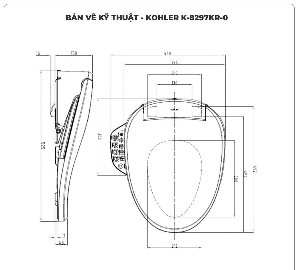 Nắp bồn cầu thông minh KOHLER K-8297KR-0 (C3-150)