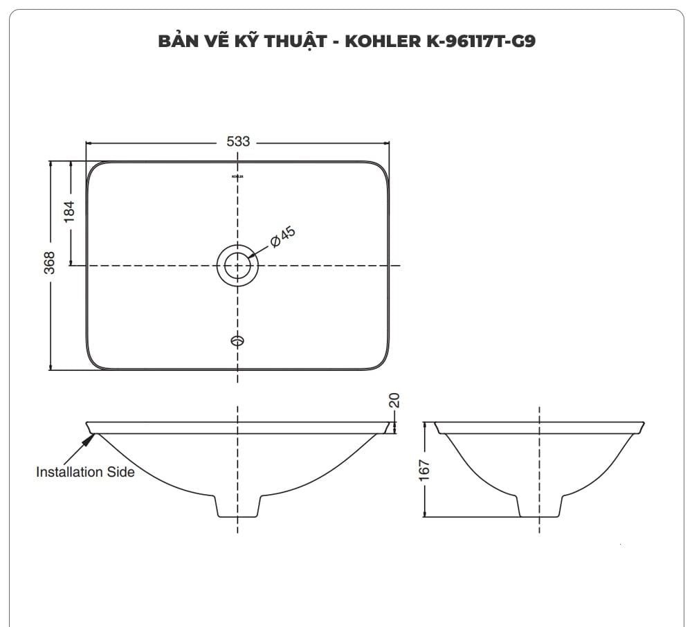 Lavabo đặt bàn KOHLER IVY KARAT K-96117T-0