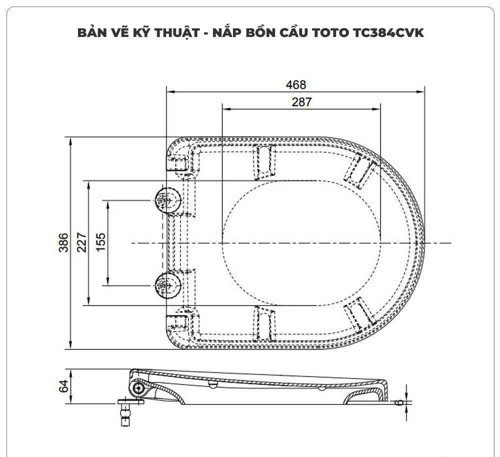 Nắp bồn cầu đóng êm TOTO TC384CVK