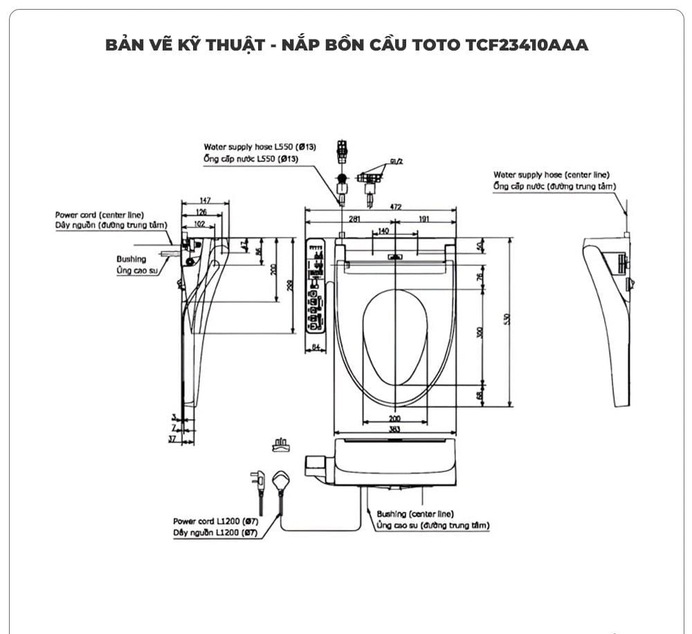 Nắp bồn cầu thông minh TOTO WASHLET TCF23410AAA (W16) C2