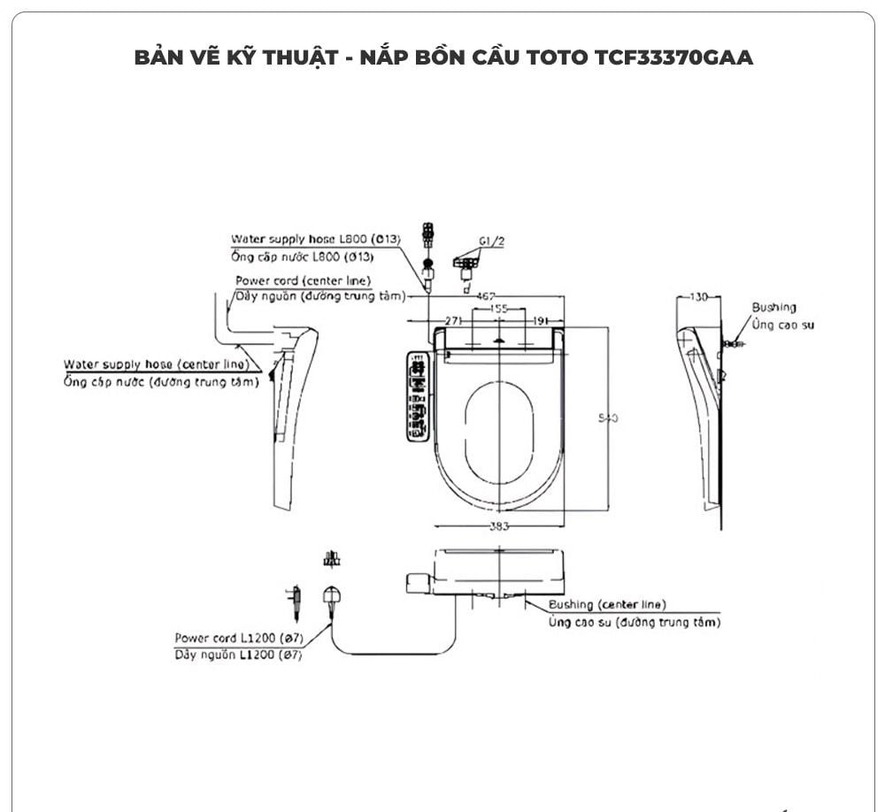 Nắp bồn cầu thông minh TOTO WASHLET TCF33370GAA (S2)
