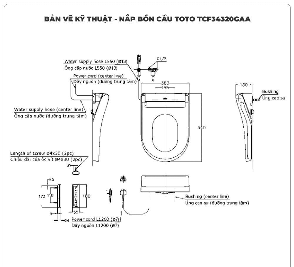 Nắp bồn cầu thông minh TOTO WASHLET TCF34320GAA (S5)