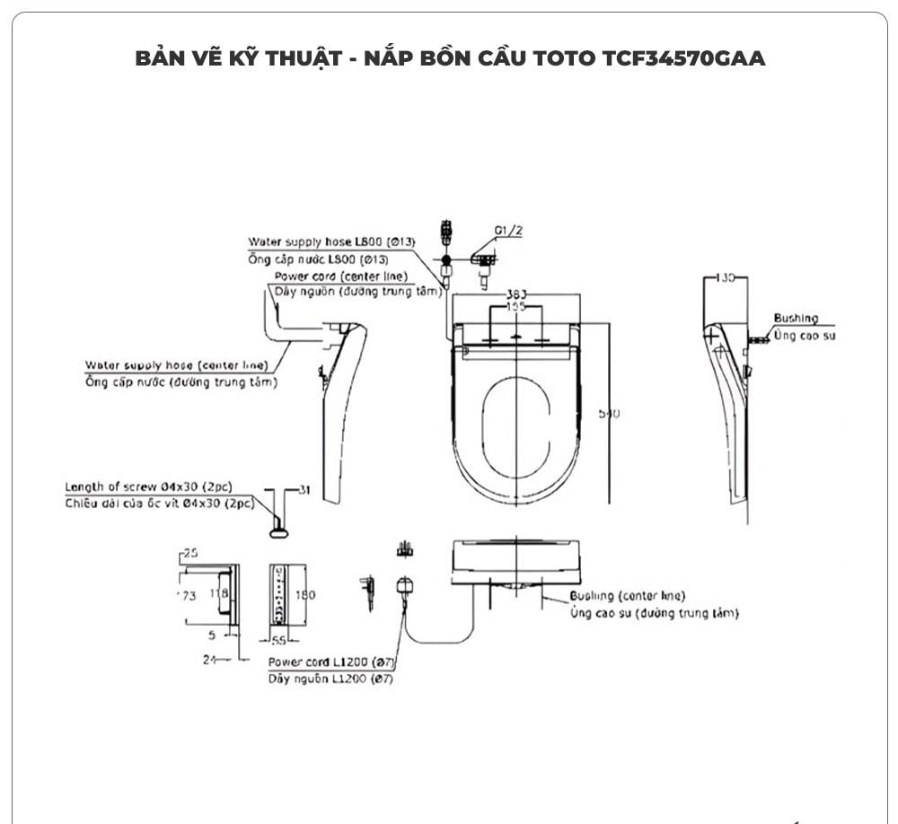 Nắp bồn cầu thông minh TOTO WASHLET TCF34570GAA (S5)
