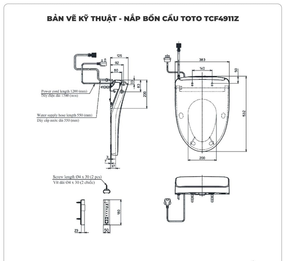 Nắp bồn cầu thông minh TOTO WASHLET TCF4911Z (W11)