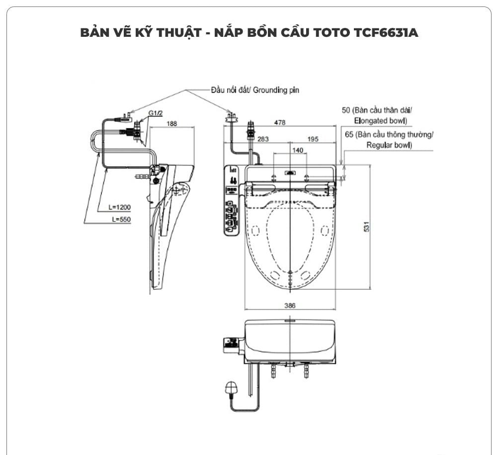 Nắp bồn cầu thông minh TOTO WASHLET TCF6631A (W7)