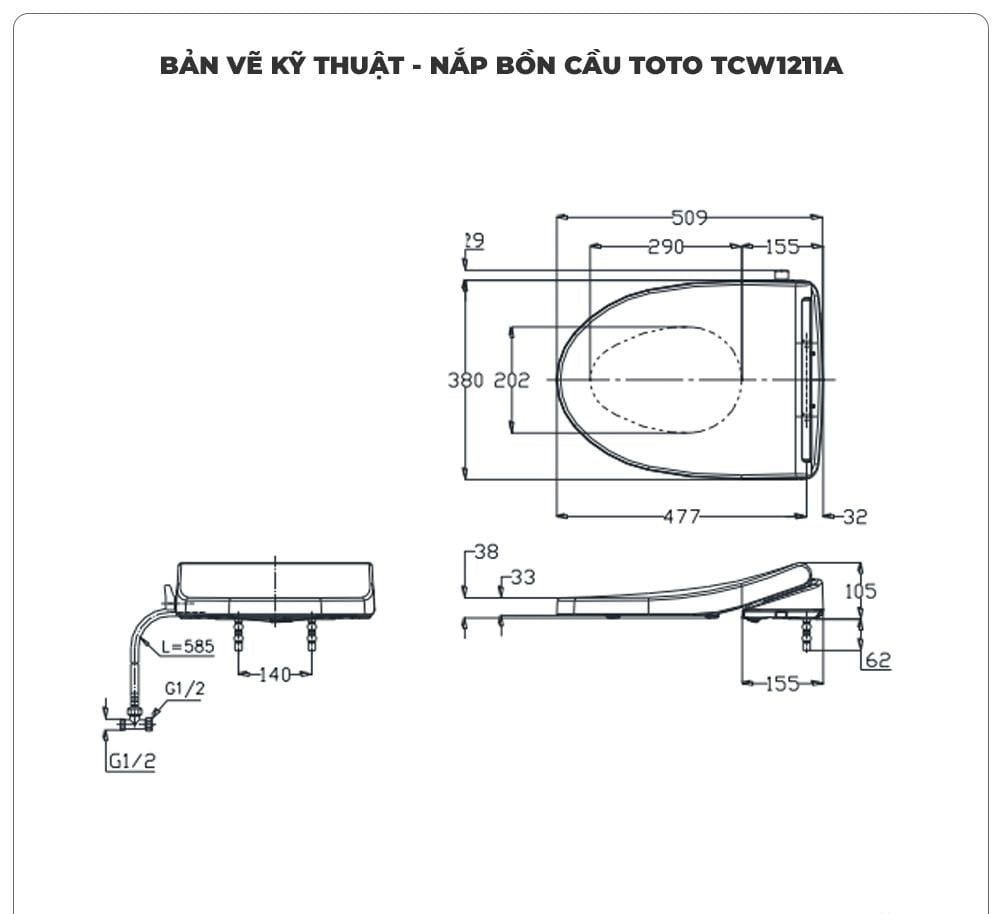 Nắp bồn cầu rửa cơ TOTO Ecowasher TCW1211A (E4)