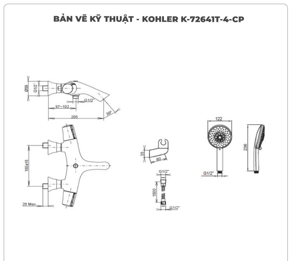 Sen tắm nhiệt độ KOHLER Symbol K-72641T-4-CP