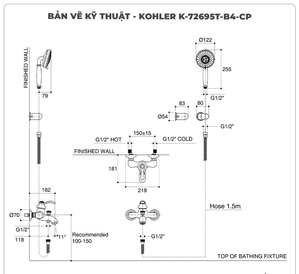 Sen tắm nóng lạnh KOHLER Fairfax K-72695T-B4-CP