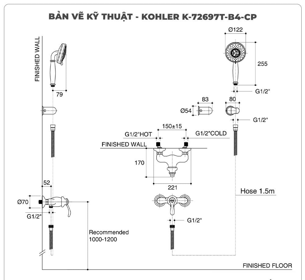 Sen tắm nóng lạnh KOHLER Fairfax K-72697T-B4-CP