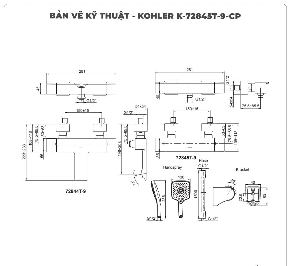 Sen tắm nhiệt độ KOHLER Stance K-72845T-9-CP