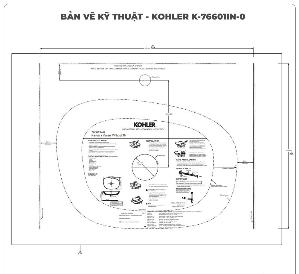 Lavabo đặt bàn KOHLER IVY KARAT K-76601IN-0