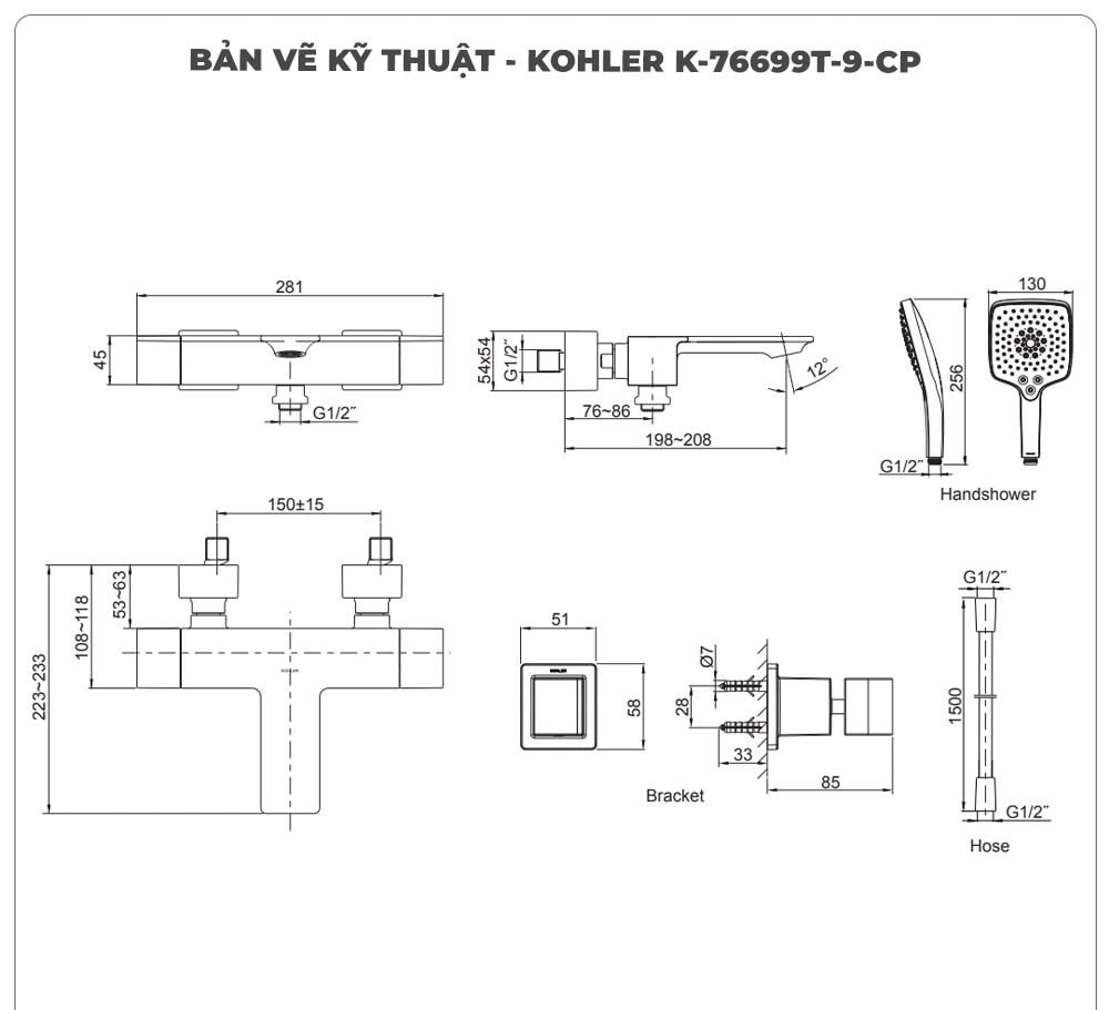 Sen tắm nhiệt độ KOHLER Stance K-76699T-9-CP