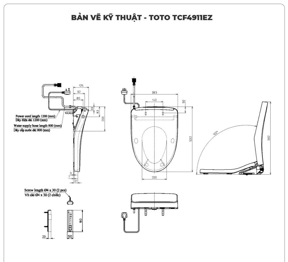 Nắp bồn cầu thông minh TOTO WASHLET TCF4911EZ (W12)