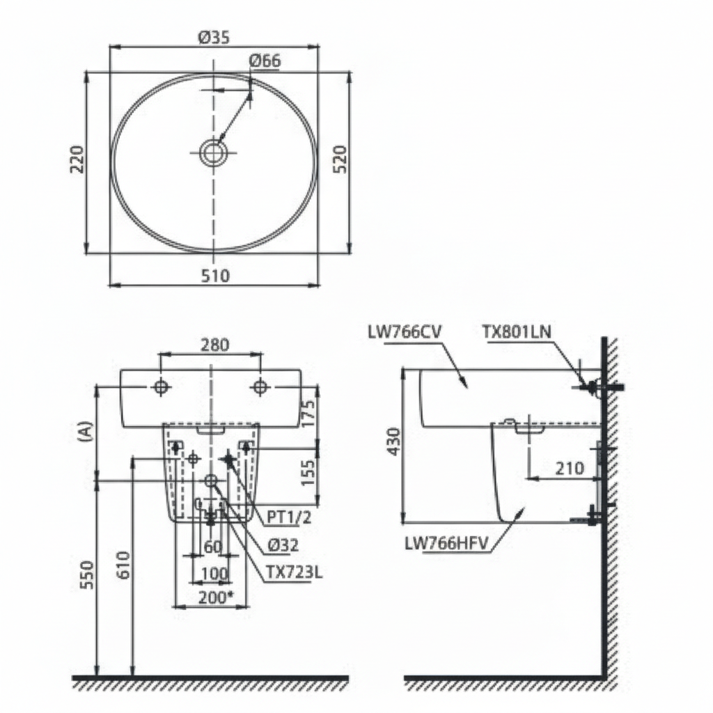 Chậu Lavabo TOTO LHT766CR