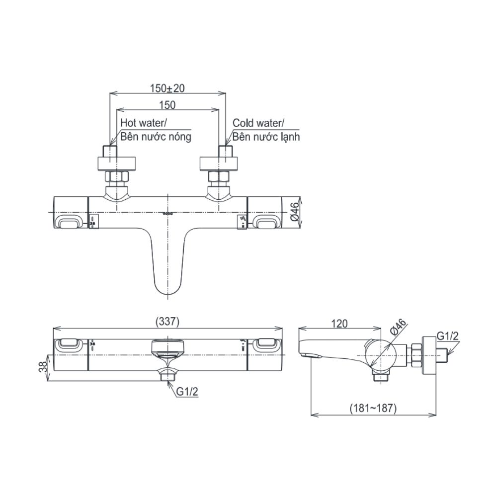 Vòi Sen Tắm Nhiệt Độ TOTO TBV09400V/TBW02005V