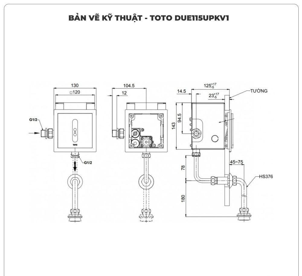 Van xả cảm ứng tiểu nam TOTO DUE115UPKV1 (Pin)