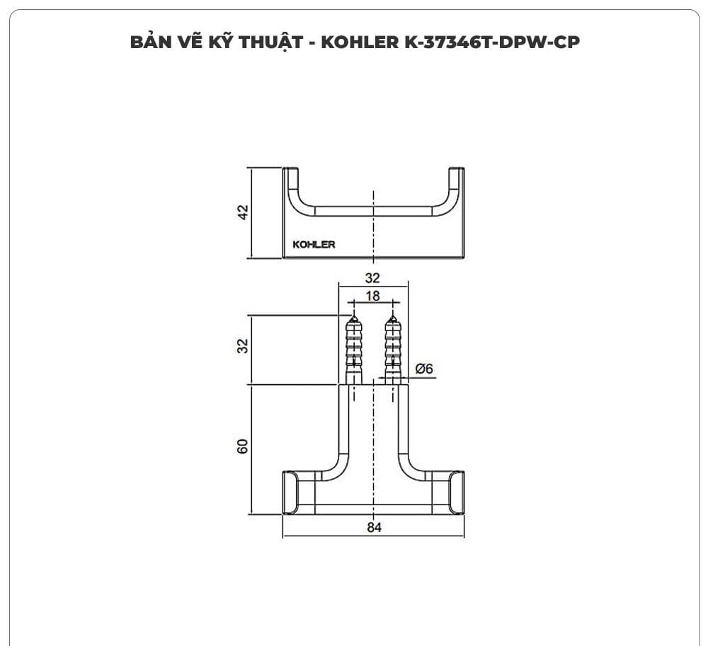 Móc treo khăn nhà tắm KOHLER K-37346T-DPW-CP