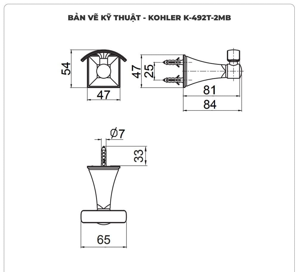 Móc treo khăn nhà tắm KOHLER K-492T-2MB