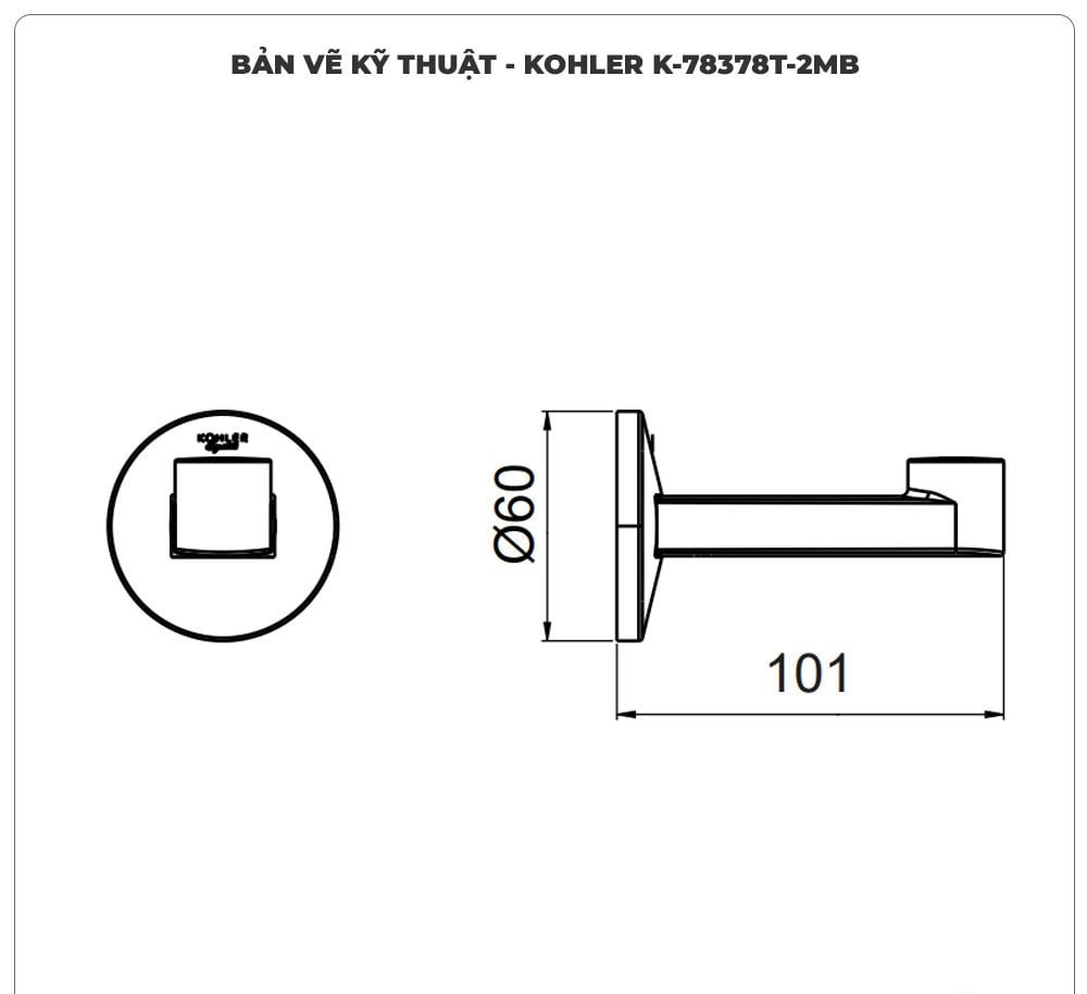 Móc treo khăn nhà tắm KOHLER K-78378T-2MB