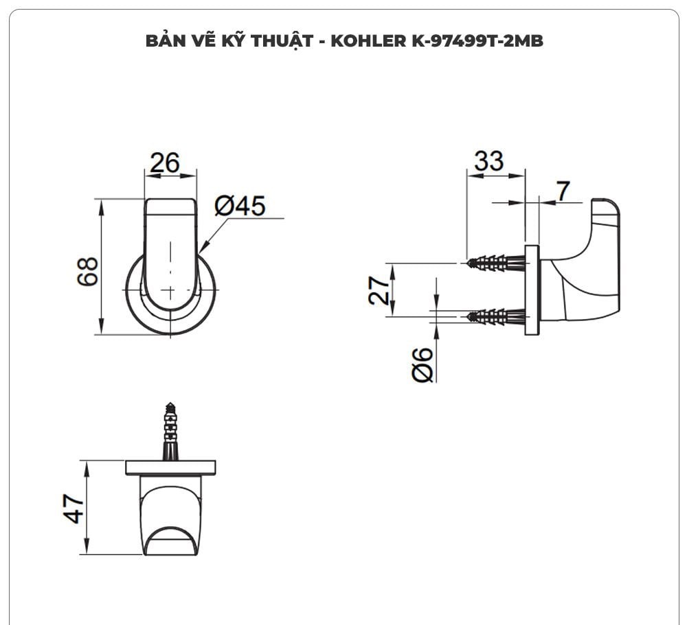 Móc treo khăn nhà tắm KOHLER K-97499T-2MB
