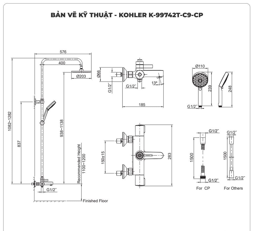 Sen cây nhiệt độ KOHLER K-99742T-C9-CP