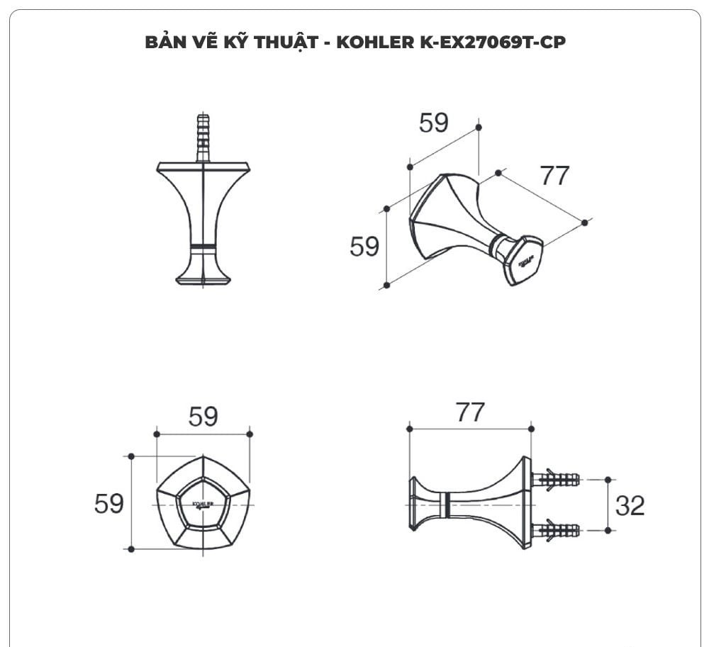 Móc treo khăn nhà tắm KOHLER K-EX27069T-CP