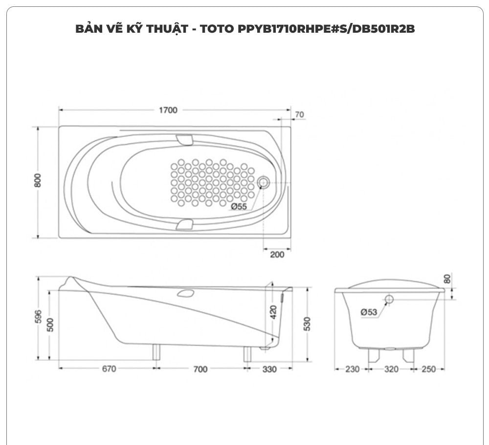 Bồn tắm massage TOTO PPYB1710RHPE#S/DB501R2B ngọc trai