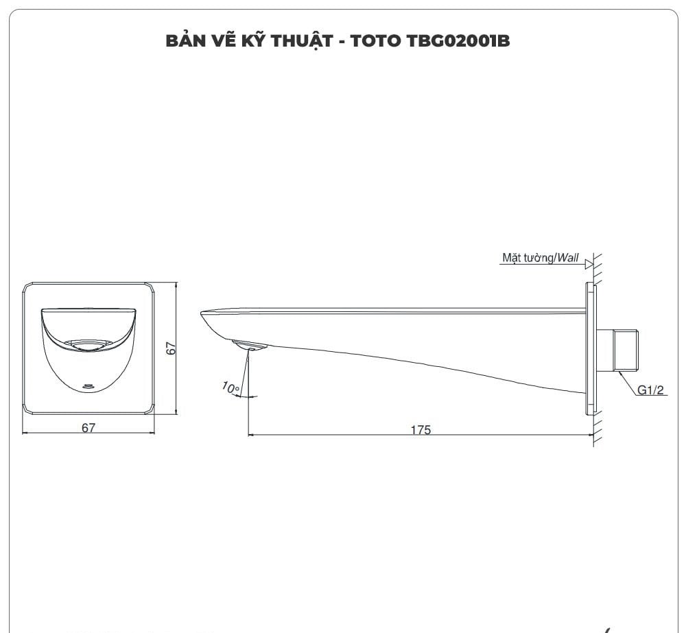 Vòi xả bồn TOTO TBG02001B âm tường