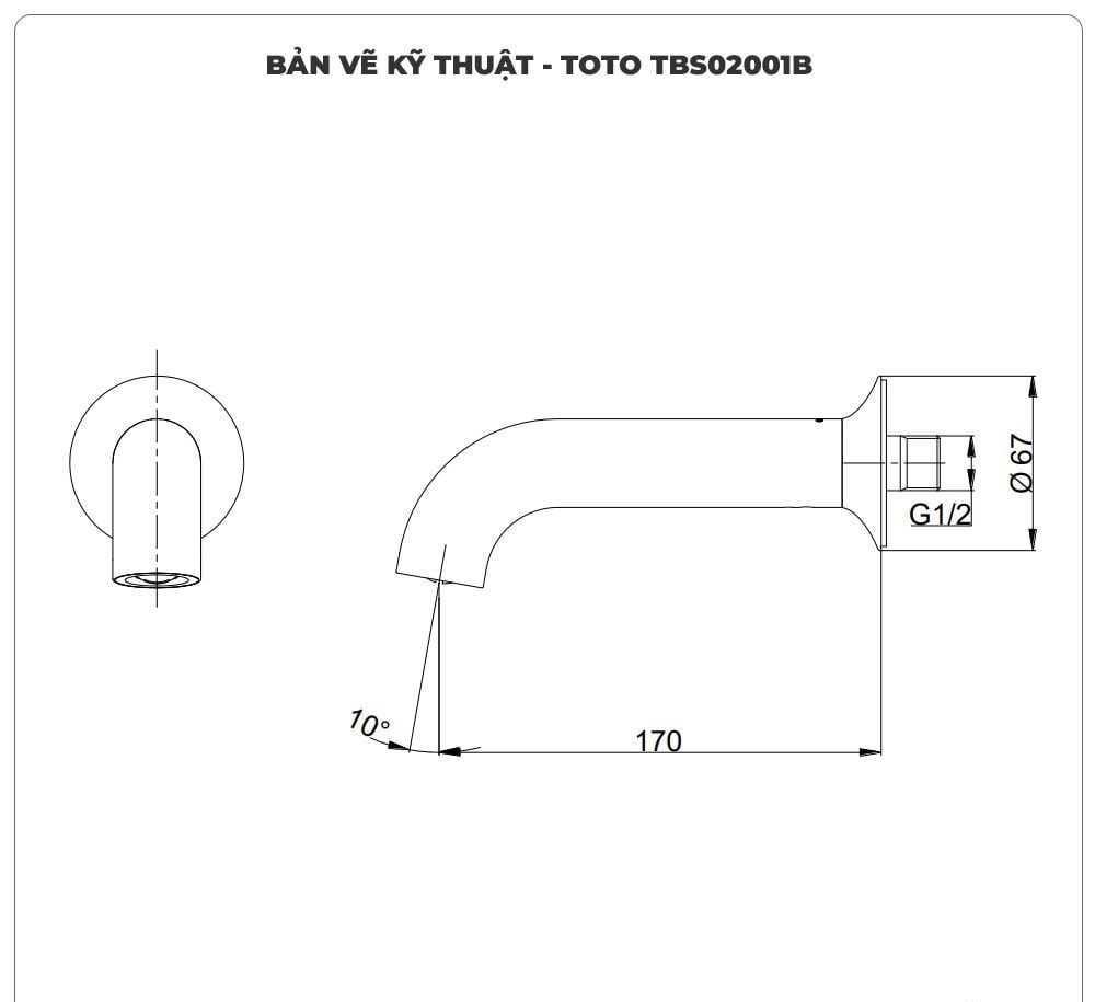 Vòi xả bồn TOTO TBS02001B âm tường