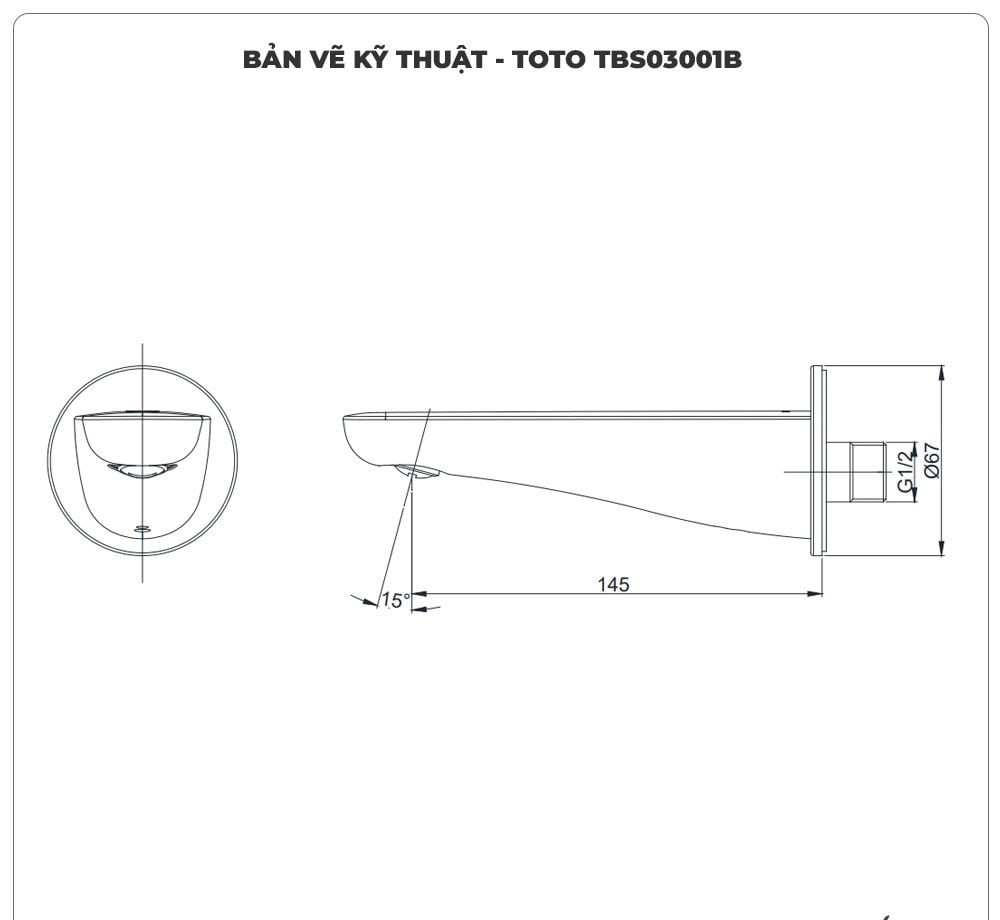Vòi xả bồn TOTO TBS03001B âm tường