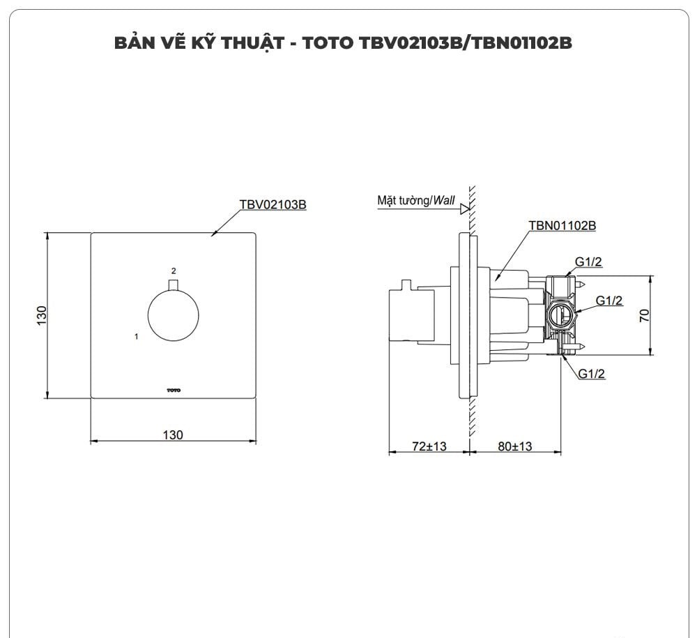 Van chuyển hướng TOTO TBV02103B/TBN01102B