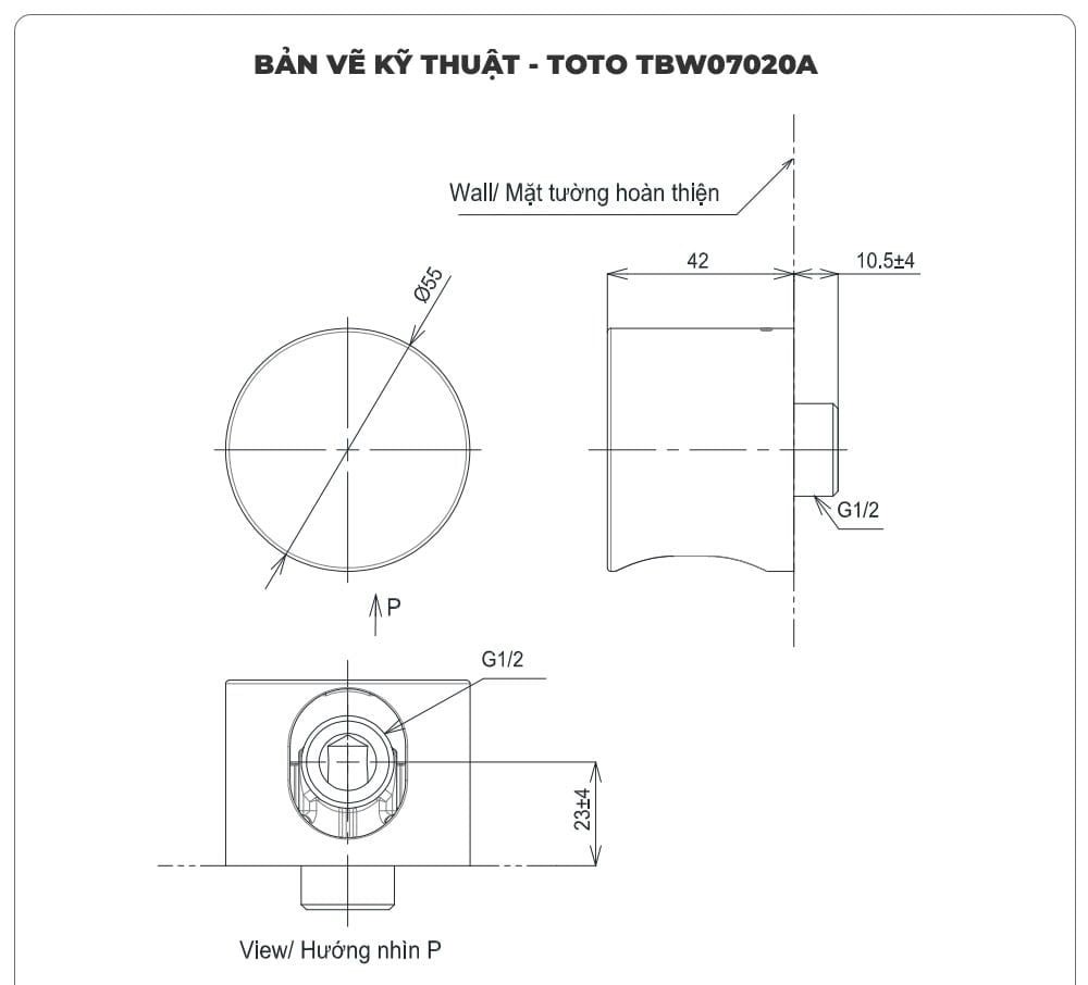 Cút nối tường TOTO TBW07020A