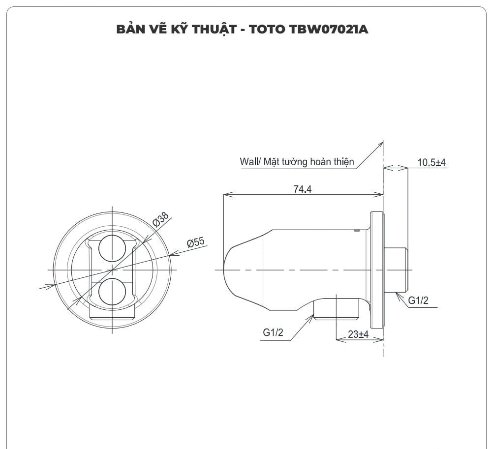 Cút nối tường TOTO TBW07021A