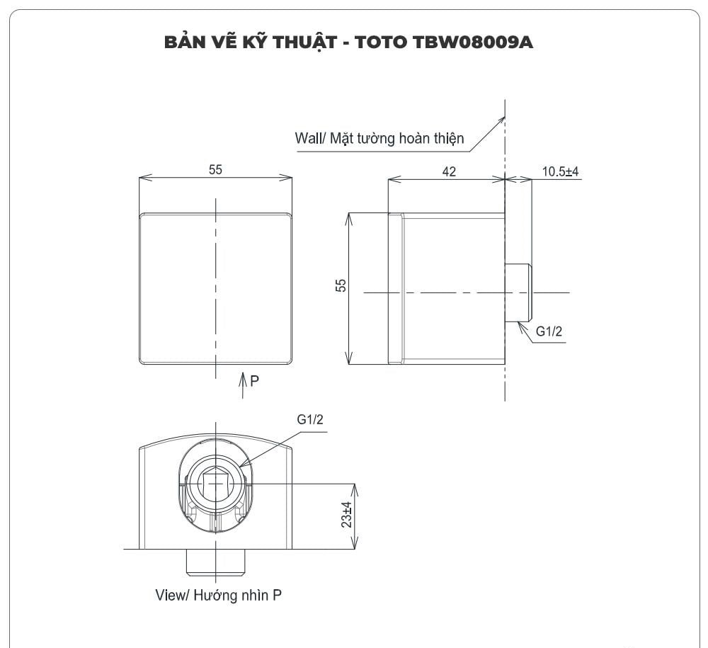 Cút nối tường TOTO TBW08009A