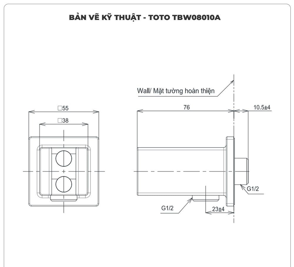 Cút nối tường TOTO TBW08010A