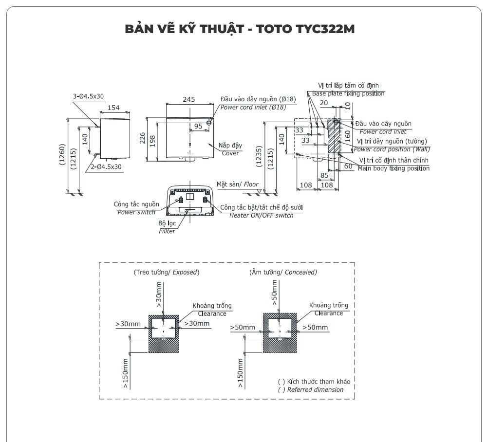 Máy sấy tay tự động TOTO TYC322M