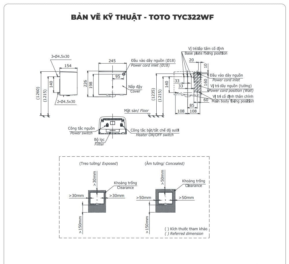 Máy sấy tay tự động TOTO TYC322WF