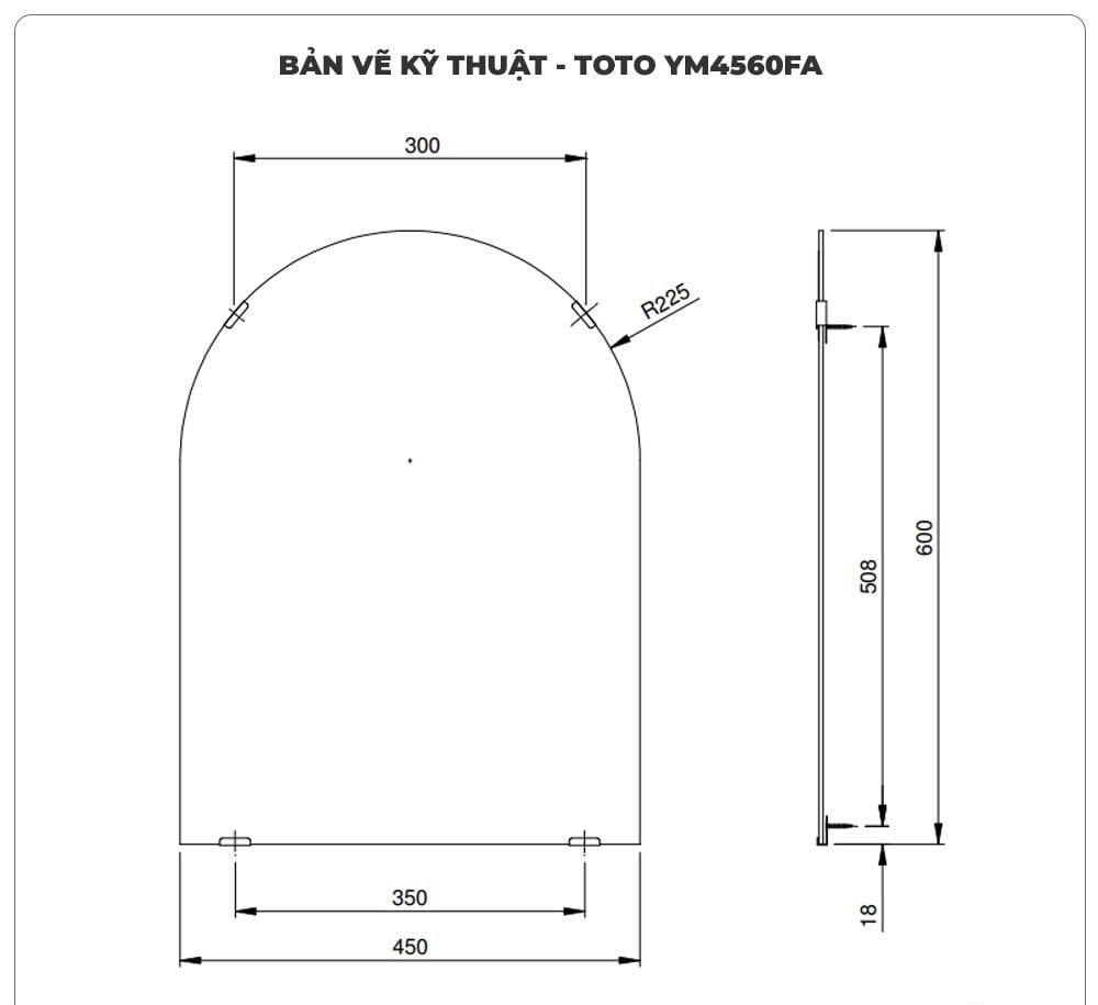 Gương phòng tắm TOTO tráng bạc YM4560FA