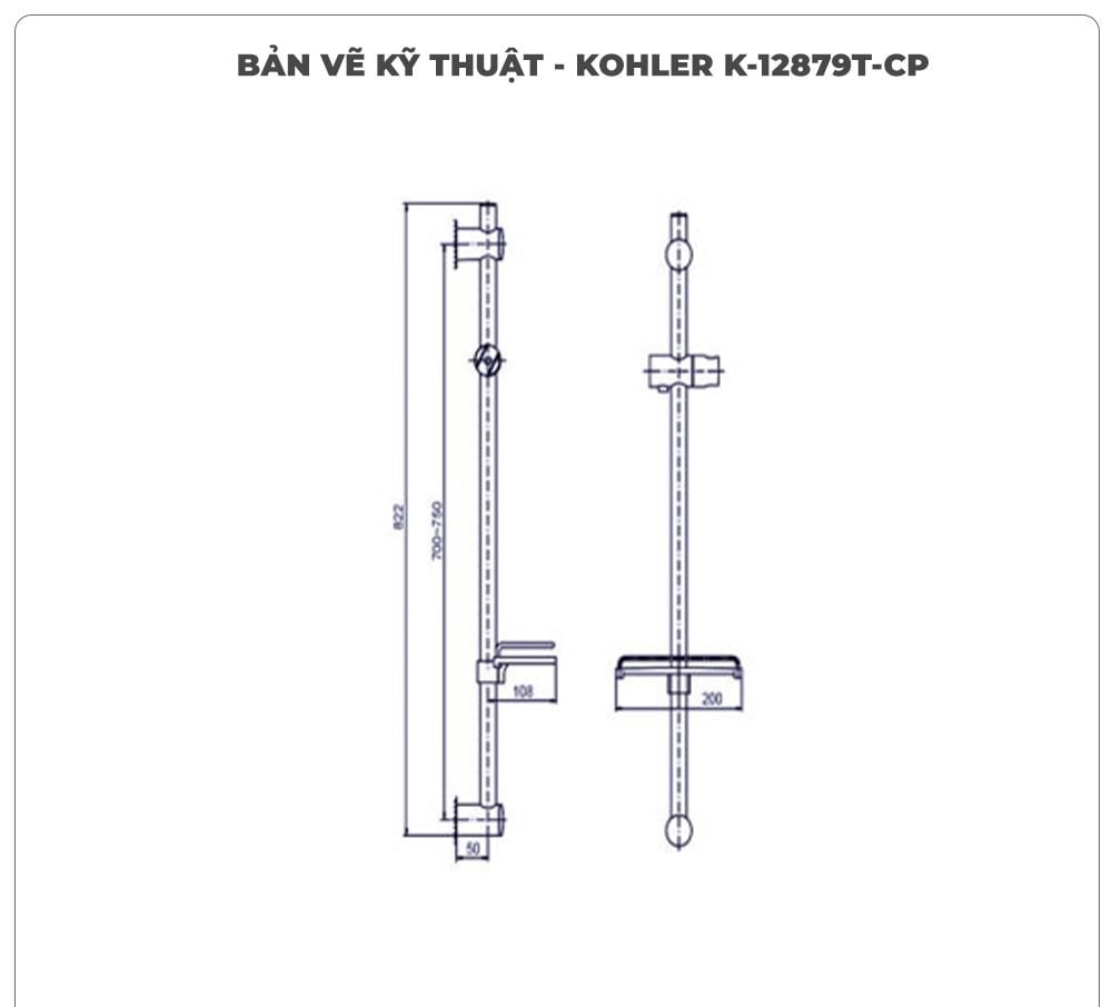 Thanh trượt sen tắm KOHLER K-12879T-CP