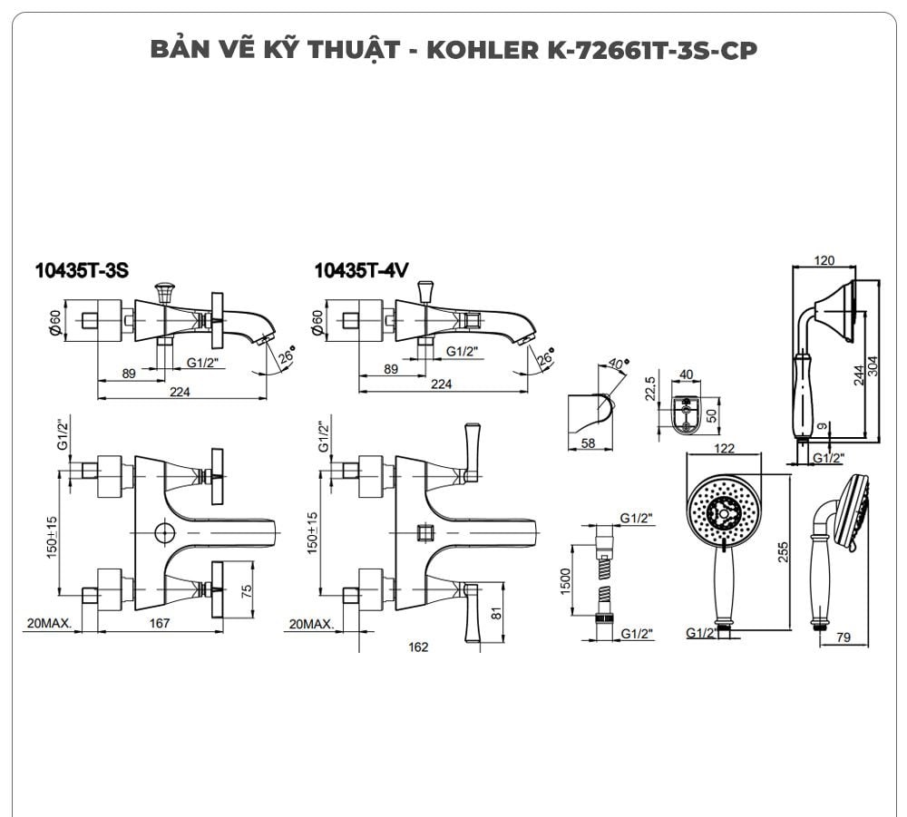 Sen tắm nóng lạnh KOHLER Memoirs K-72661T-3S-CP