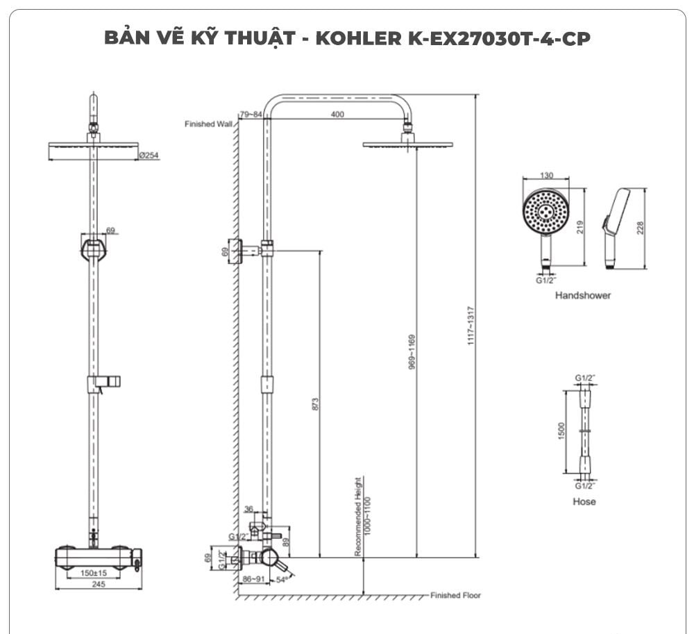 Sen cây nhiệt độ KOHLER K-EX27030T-4-CP