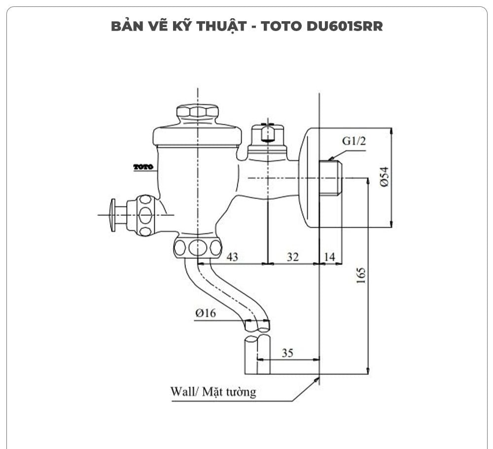 Van xả nhấn tiểu nam TOTO DU601SRR