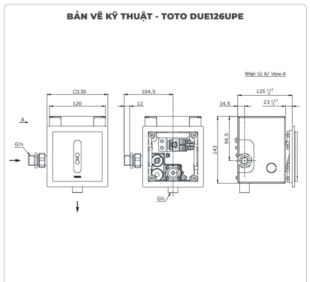 Van xả cảm ứng tiểu nam TOTO DUE126UPEA (Điện)