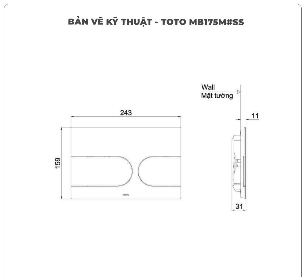Mặt nạ xả nhấn TOTO MB175M#SS