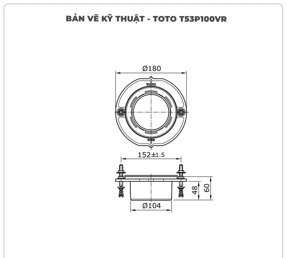 Gioăng đế bồn cầu TOTO T53P100VR