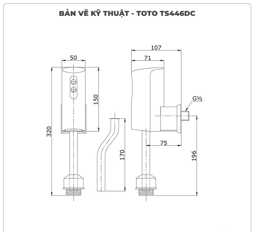 Van xả cảm ứng tiểu nam TOTO TS446DC (Dùng pin)
