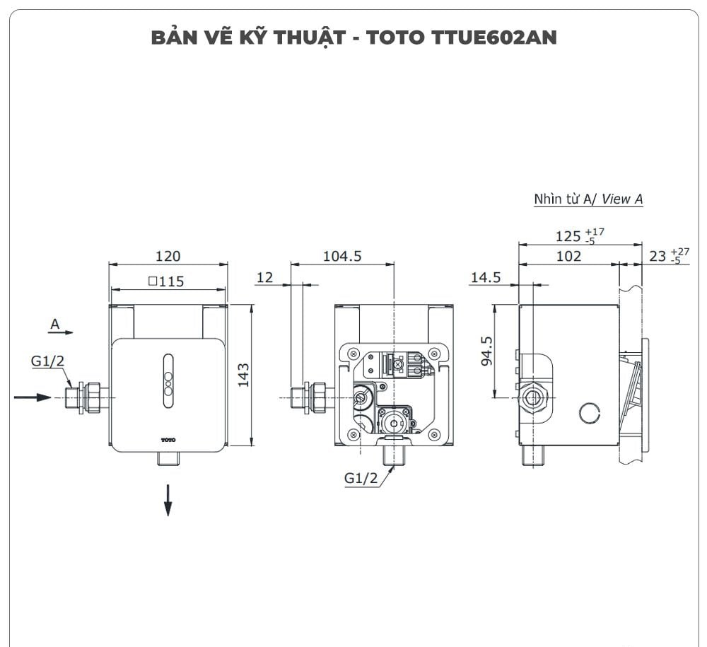 Van xả cảm ứng tiểu nam TOTO TTUE602AN (Điện)
